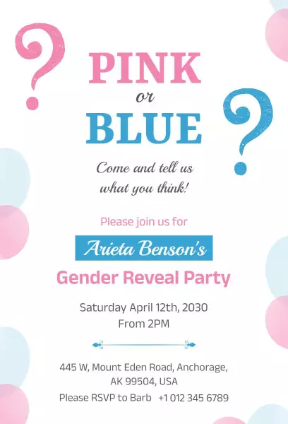 Exciting Pink or Blue Gender Reveal Celebration Invitation Template