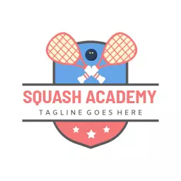 Exciting Red and Blue Squash Academy Sports Logo Template