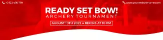 Exciting Red Archery Tournament Announcement Sports Banner Template