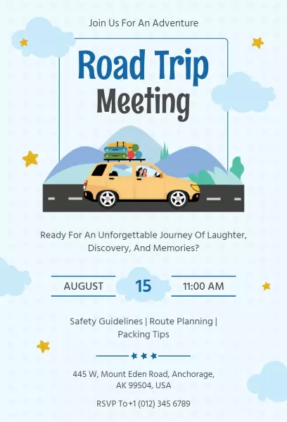 Exciting Road Trip Adventure Planning Meeting Invitation Template