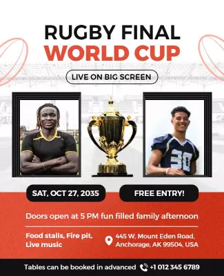 Exciting Rugby Final World Cup Live Screening Poster Template