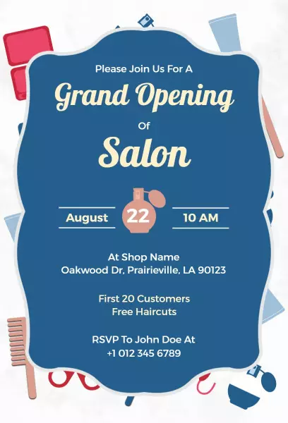 Exciting Salon Grand Opening Celebration Invitation Template