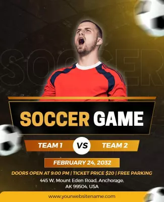 Dynamic Orange Soccer Game Match Flyer Template