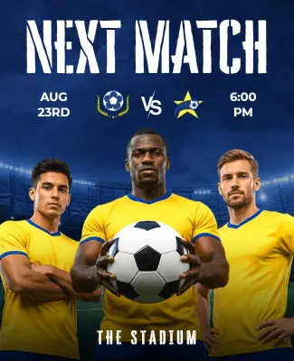 Exciting Soccer Next Match Announcement Poster Template