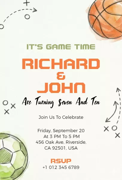Exciting Sports-Themed Birthday Celebration Invitation Template