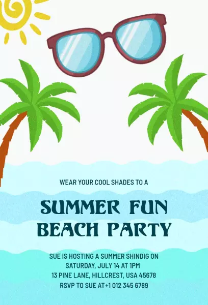 Exciting Summer Fun Tropical Beach Party Invitation Template