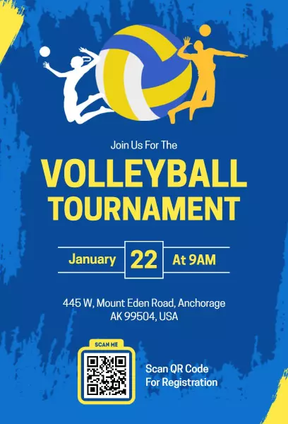 Exciting Volleyball Tournament Sports Competition Invitation Template