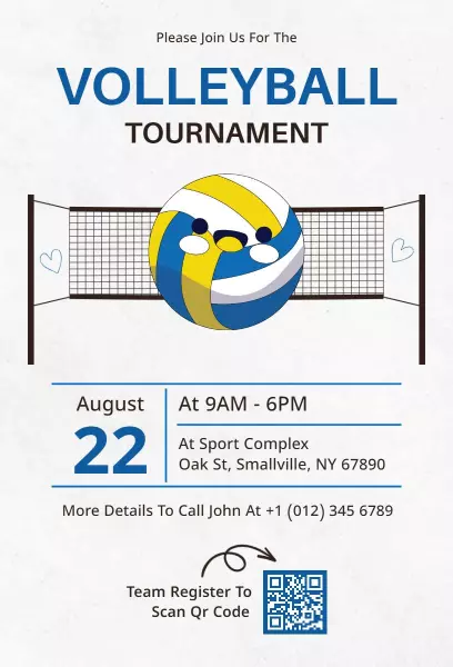 Exciting Volleyball Tournament Sports Invitation Template