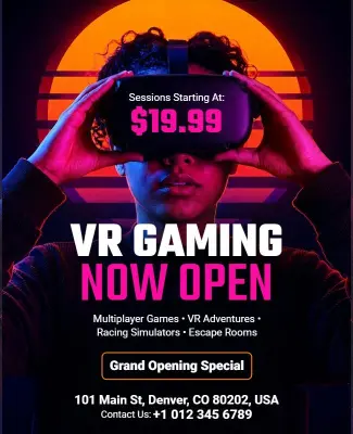 Exciting VR Gaming Now Open Flyer Template