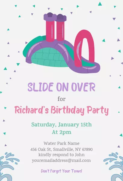 Exciting Waterpark Birthday Party Celebration Invitation Template