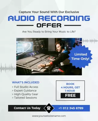 Exclusive Audio Recording Studio Offer Flyer Template