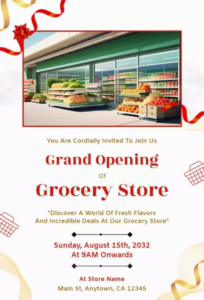 Exclusive Grocery Store Grand Opening Celebration Invitation Template