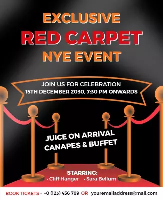 Exclusive Red Carpet New Year Celebration Flyer Template