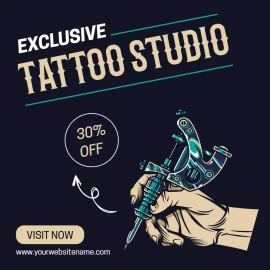 Exclusive Tattoo Studio Promotion with 30% Off Ad Template