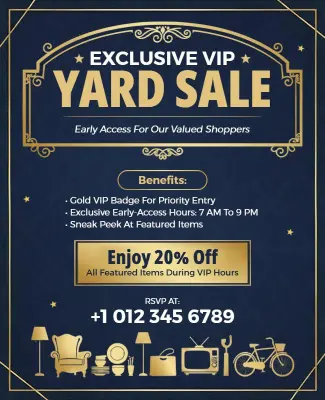 Exclusive VIP Yard Sale Event Flyer Template