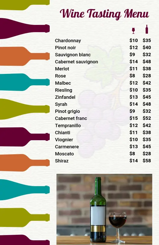 Exclusive Wine Tasting Selection Menu Template