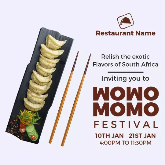 Exotic South African Flavors for Wowo Momo Festival Ad Template