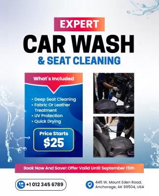 Expert Car Wash and Seat Cleaning Flyer Template