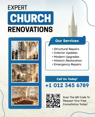Expert Church Renovations Service Flyer Template