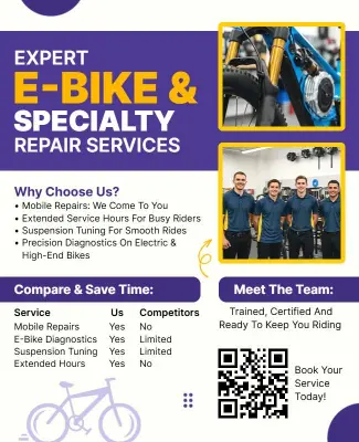 Expert E-Bike Repair Services with Mobile Support Flyer Template