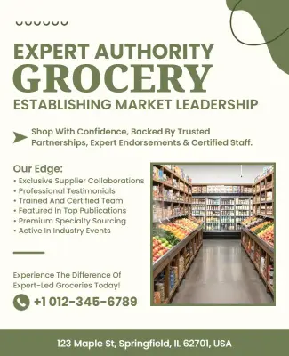 Expert-Led Grocery Store Promotional Flyer Template