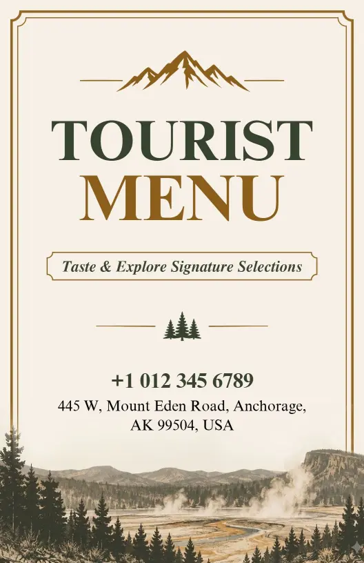 Explore Bison and Huckleberry Culinary Delights Tourist Menu Template