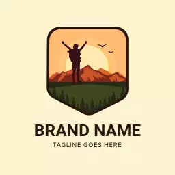Explore Majestic Mountains and Nature as a Thriving Traveler Logo Template