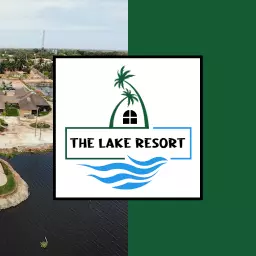Explore Relaxing Nature at The Lake Resort Travelling Logo Template