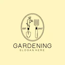 Explore Simple Elegant Gardening Tools and Nature Elements Logo Template