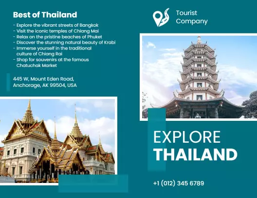 Explore Thailand Vibrant Tourist Attractions and Travel Guide Brochure Template