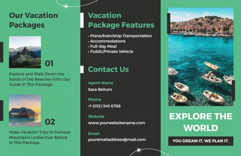 Explore the World Travel Package Features Brochure Template