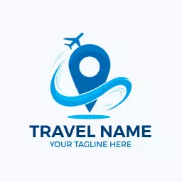 Explore Vibrant Blue Icon Representing Travelling Adventure Logo Template