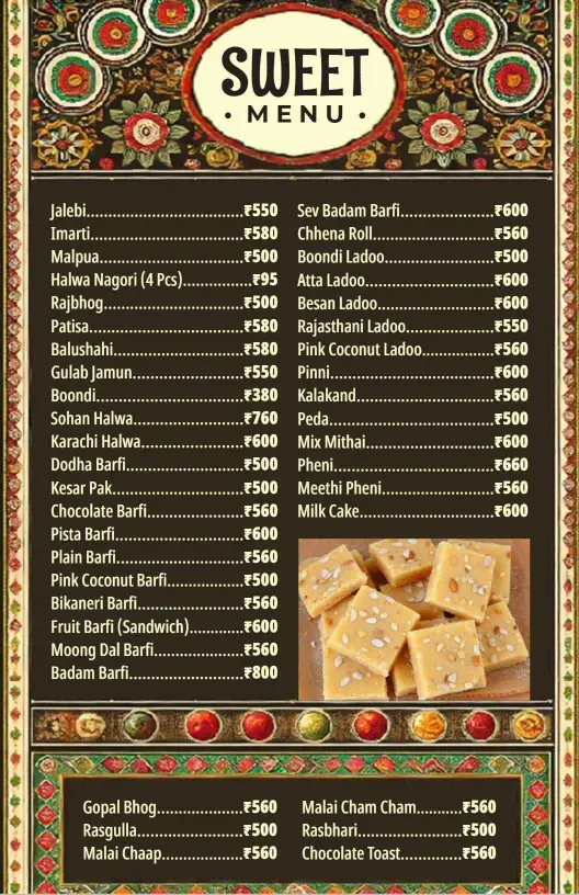 Exquisite Indian Sweets and Desserts for a Delicious Experience Menu Template
