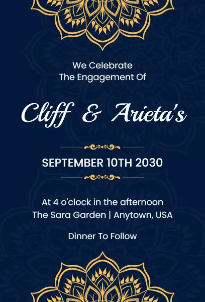 Exquisite Mandala Themed Engagement Celebration Invitation Template