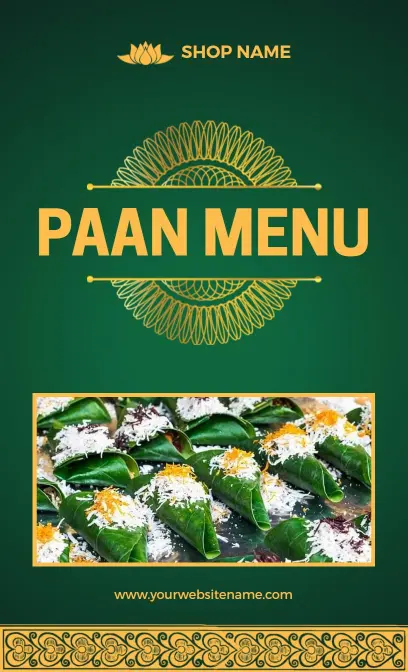 Exquisite Paan Varieties with Unique Ingredients Indian Cuisine Menu Template