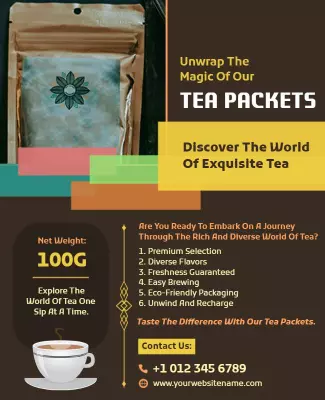 Exquisite Tea Packets Promotional Flyer Template