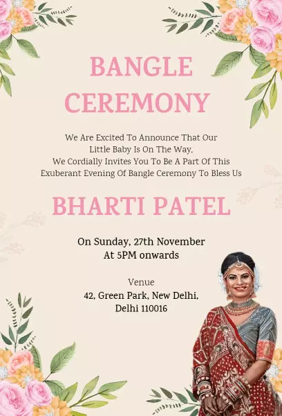 Exuberant Cultural Bangle Ceremony Blessing Invitation Template