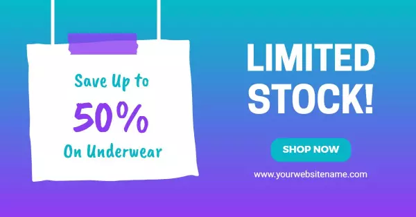 Eye-Catching Gradient Sale Announcement for Underwear Facebook Ad Template