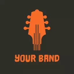 Eye-Catching Orange Guitar Design for Your Band Logo Template