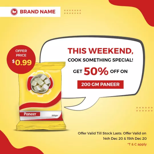 Eye-Catching Paneer Offer with Special Weekend Discount Ad Template