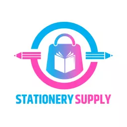 Eye-Catching Pink and Blue Stationery Supply Logo Template