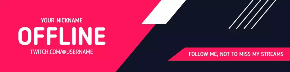 Eye-Catching Pink and Dark Theme Offline Twitch Banner Template
