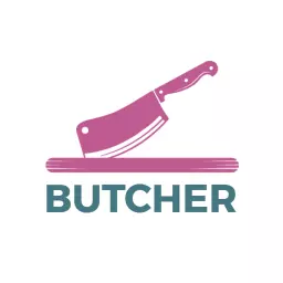 Eye-Catching Pink Cleaver on Wooden Block Butcher Logo Template