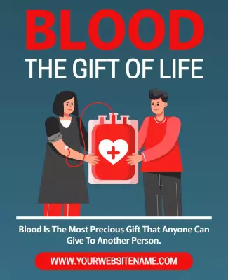 Eye-Catching Red Blood Donation Awareness Poster Template