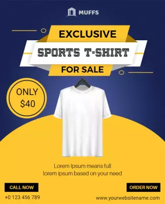 Eye-Catching Yellow Sports T-Shirt Sale Poster Template