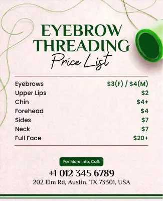 Eyebrow Threading Service Price List Flyer Template