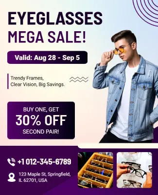 Eyeglasses Mega Sale Promotional Flyer Template