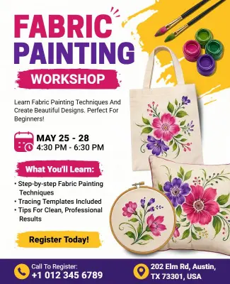 Fabric Painting Workshop Educational Flyer Template