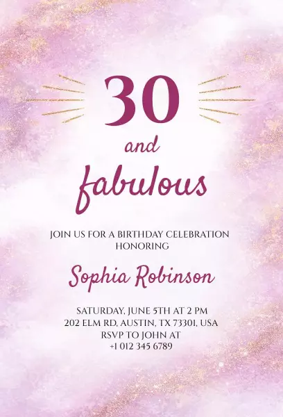 Fabulous 30th Birthday Celebration Invitation Template