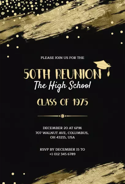 Fabulous 50th High School Reunion Celebration Invitation Template